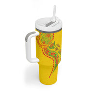 Hawaiian Kakau Tribal Sea Animals Tattoos Tumbler With Handle Kanaka Maoli Flag Color Inspired LT03 - Polynesian Pride