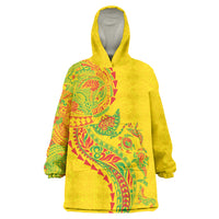 Hawaiian Kakau Tribal Sea Animals Tattoos Wearable Blanket Hoodie Kanaka Maoli Flag Color Inspired LT03 One Size Multicolor - Polynesian Pride