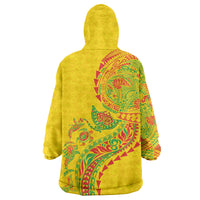 Hawaiian Kakau Tribal Sea Animals Tattoos Wearable Blanket Hoodie Kanaka Maoli Flag Color Inspired LT03 - Polynesian Pride
