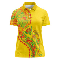 Hawaiian Kakau Tribal Sea Animals Tattoos Women Polo Shirt Kanaka Maoli Flag Color Inspired LT03 Female Multicolor - Polynesian Pride