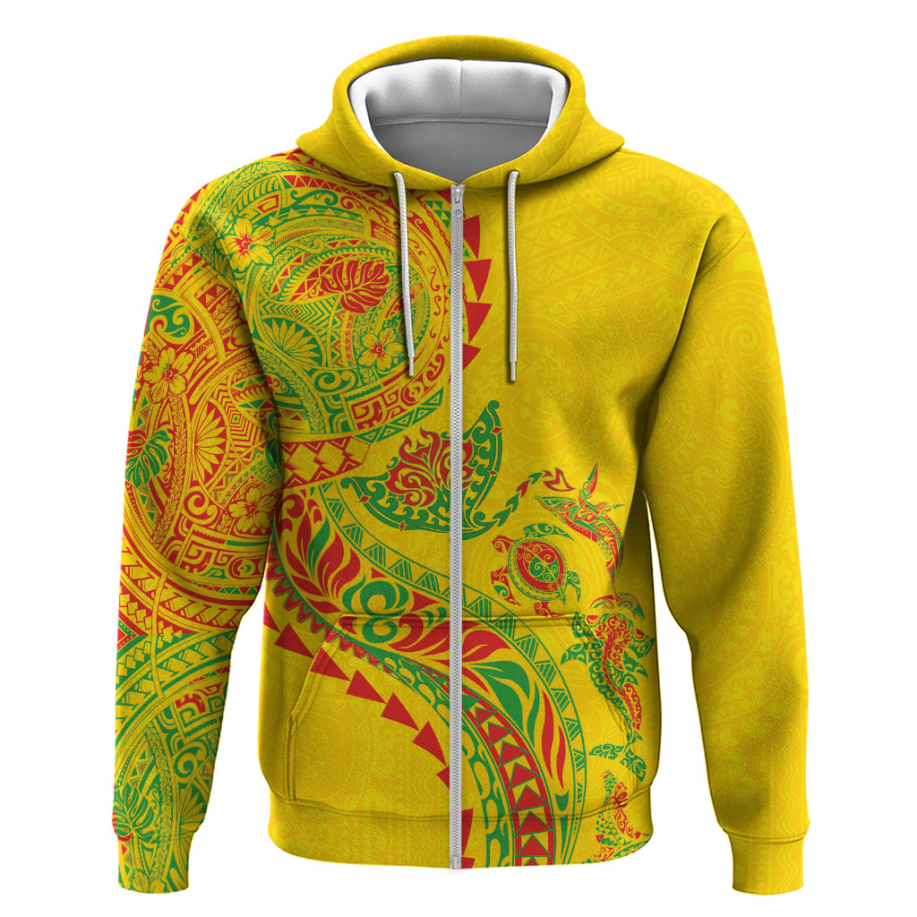 Hawaiian Kakau Tribal Sea Animals Tattoos Zip Hoodie Kanaka Maoli Flag Color Inspired