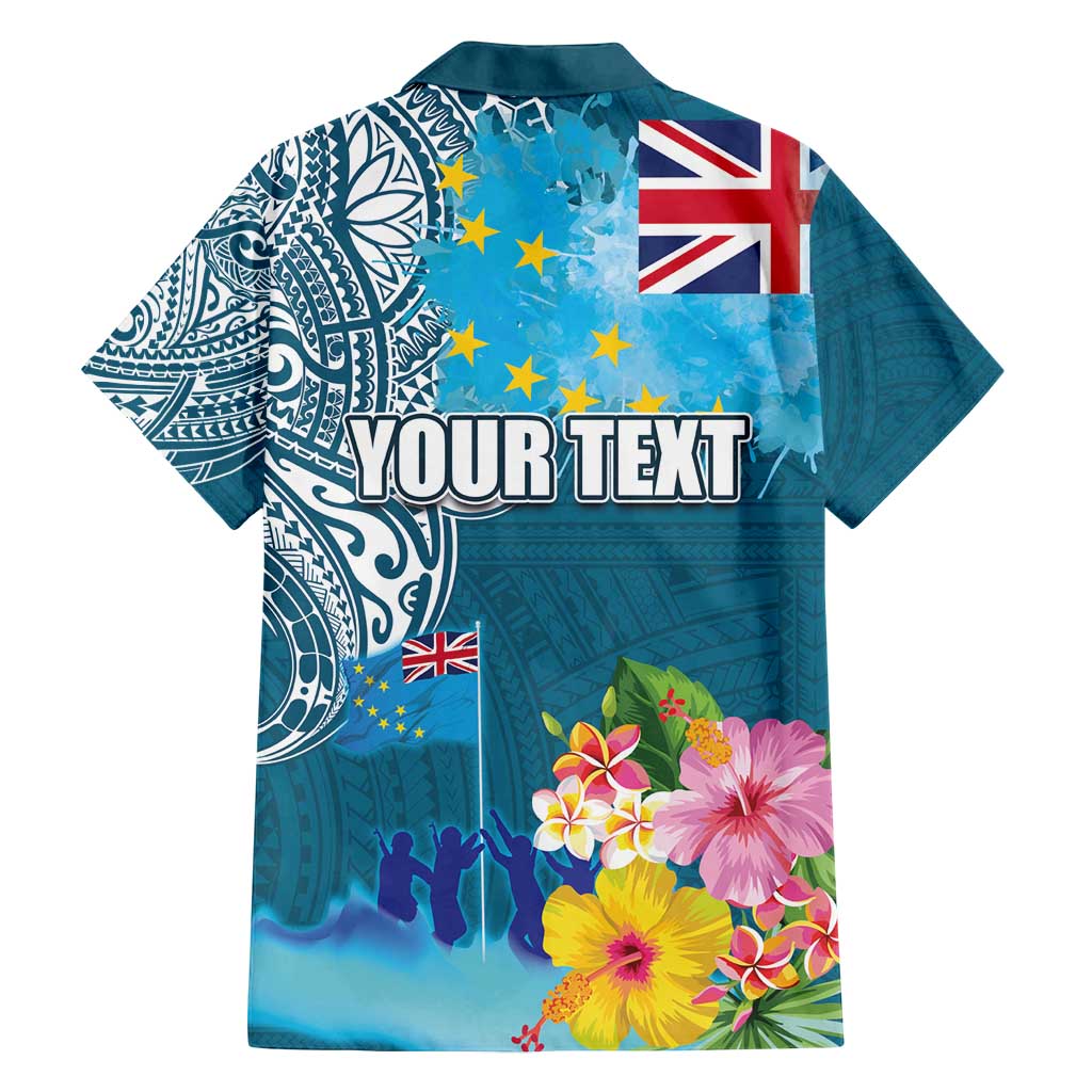 Personalised Tuvalu Independence Day Family Matching Off Shoulder Short Dress and Hawaiian Shirt Tuvaluan Tribal Flag Style LT03 - Polynesian Pride