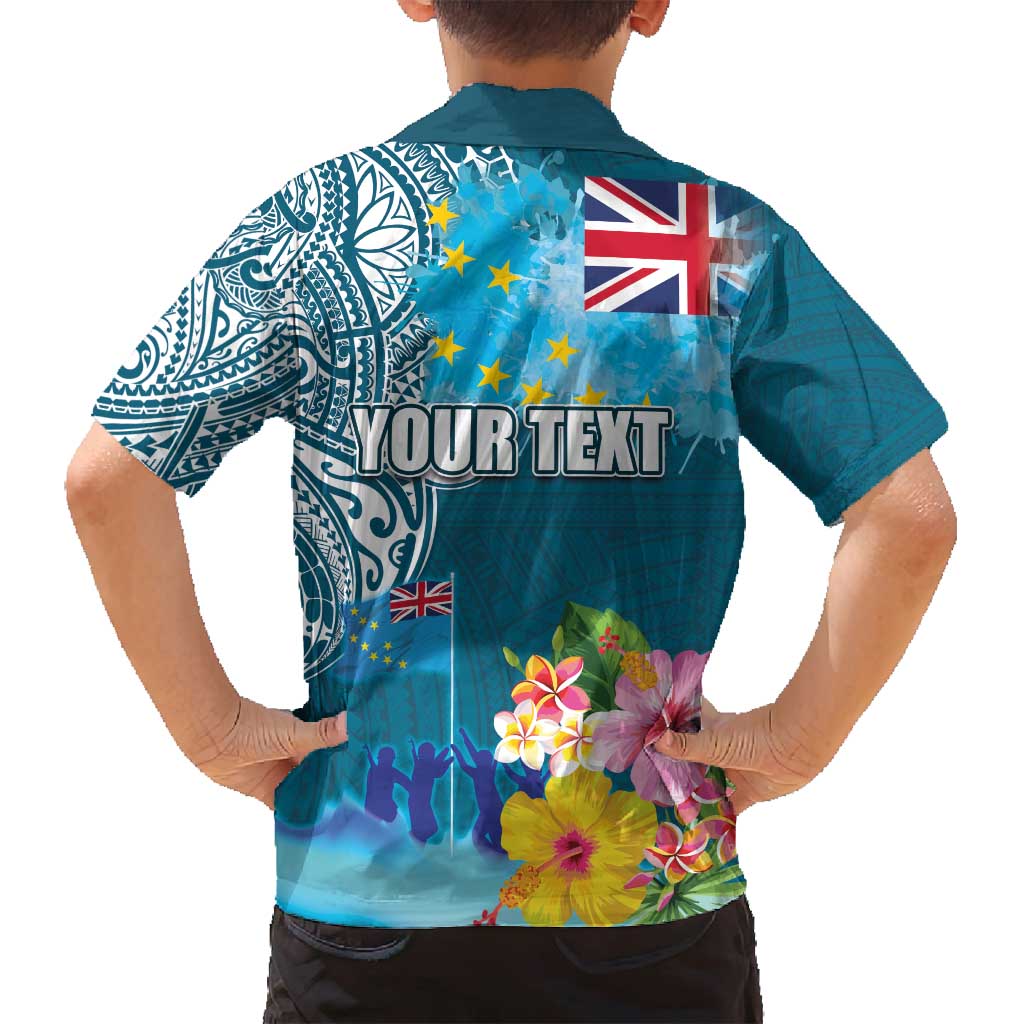 Personalised Tuvalu Independence Day Family Matching Summer Maxi Dress and Hawaiian Shirt Tuvaluan Tribal Flag Style LT03 - Polynesian Pride