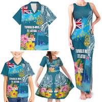 Personalised Tuvalu Independence Day Family Matching Tank Maxi Dress and Hawaiian Shirt Tuvaluan Tribal Flag Style LT03 - Polynesian Pride