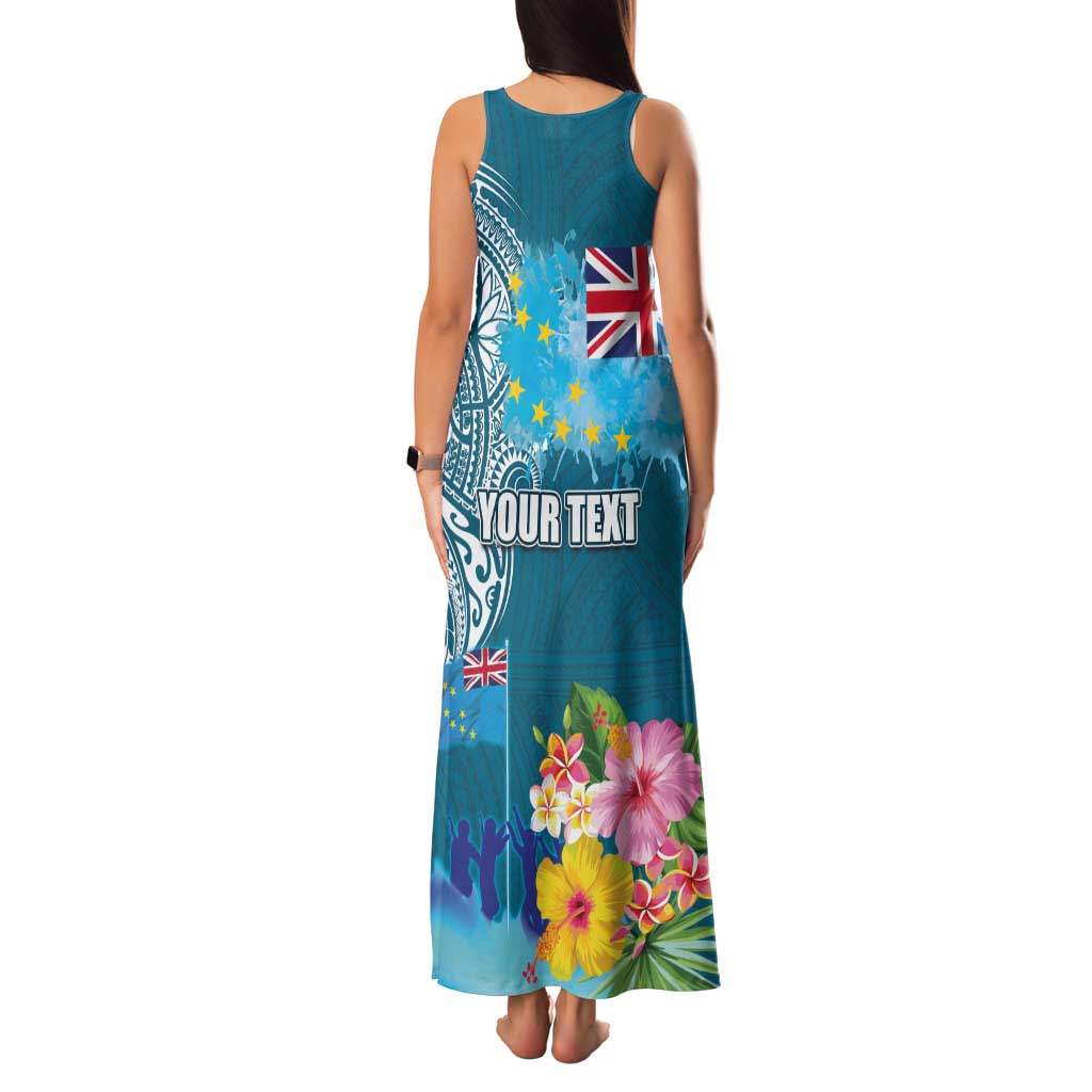 Personalised Tuvalu Independence Day Family Matching Tank Maxi Dress and Hawaiian Shirt Tuvaluan Tribal Flag Style LT03 - Polynesian Pride