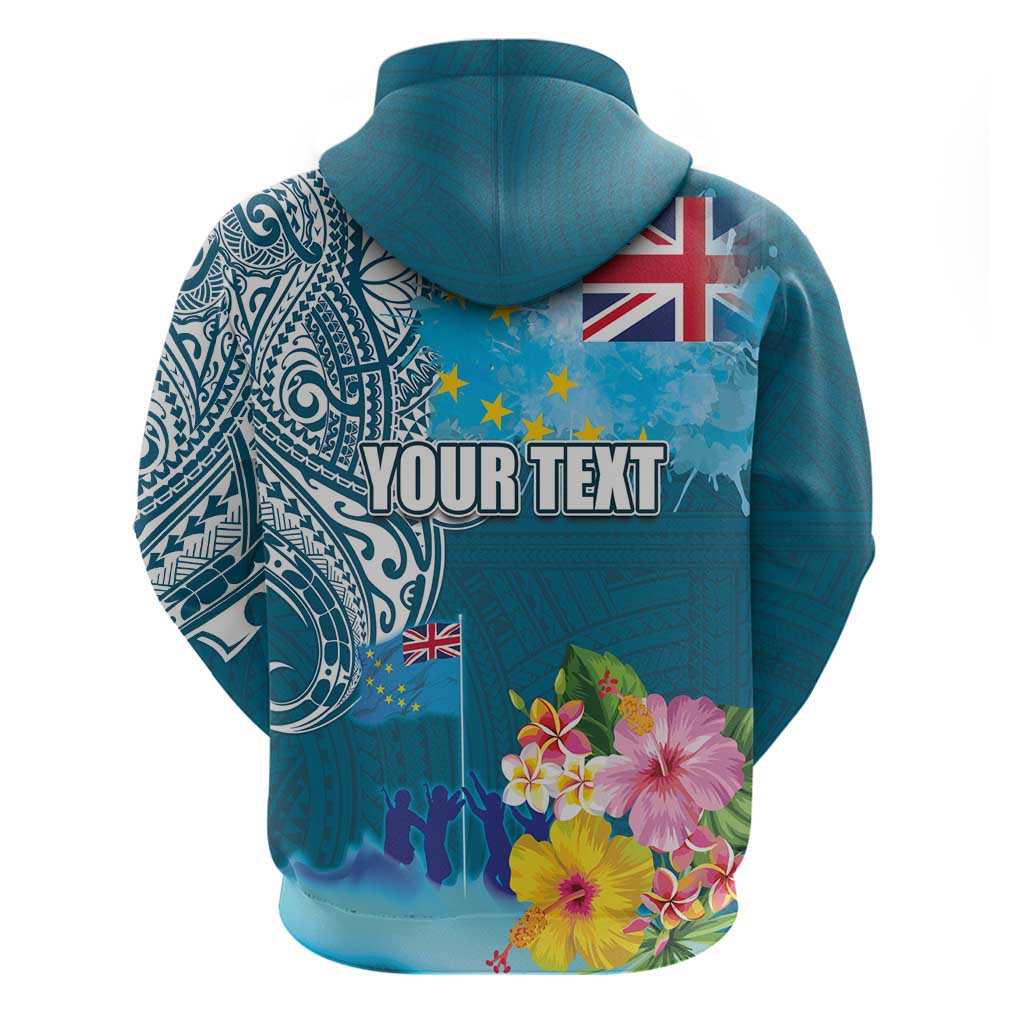 Personalised Tuvalu Independence Day Hoodie Tuvaluan Tribal Flag Style
