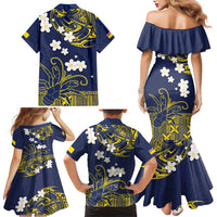 Niue Independence Day Family Matching Mermaid Dress and Hawaiian Shirt Hiapo Pattern Fiti Pua and Uga LT03 - Polynesian Pride