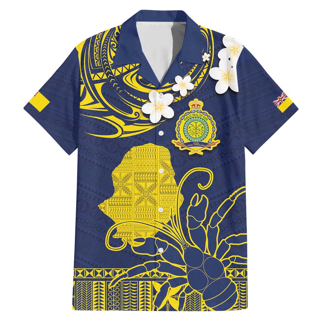 Niue Independence Day Family Matching Mermaid Dress and Hawaiian Shirt Hiapo Pattern Fiti Pua and Uga LT03 Dad's Shirt - Short Sleeve Yellow - Polynesian Pride