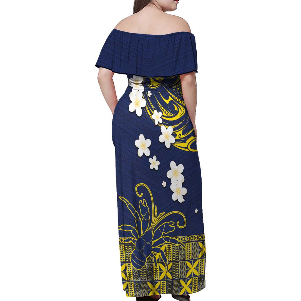 Niue Independence Day Family Matching Off Shoulder Maxi Dress and Hawaiian Shirt Hiapo Pattern Fiti Pua and Uga LT03 - Polynesian Pride