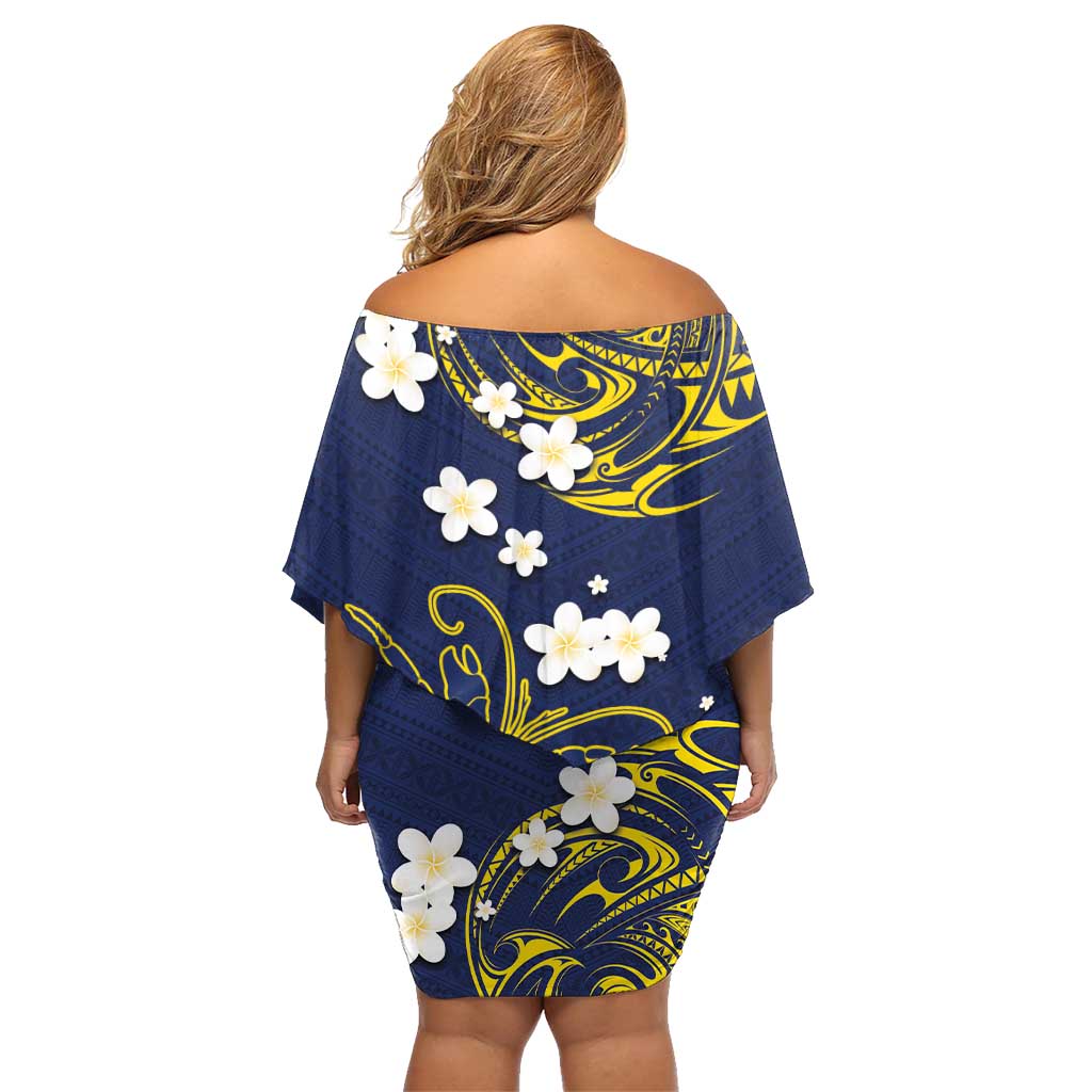 Niue Independence Day Family Matching Off Shoulder Short Dress and Hawaiian Shirt Hiapo Pattern Fiti Pua and Uga LT03 - Polynesian Pride