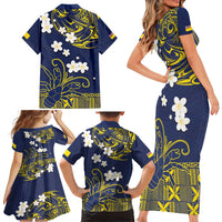 Niue Independence Day Family Matching Short Sleeve Bodycon Dress and Hawaiian Shirt Hiapo Pattern Fiti Pua and Uga LT03 - Polynesian Pride