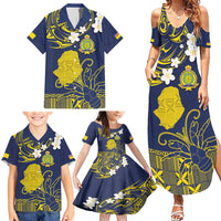 Niue Independence Day Family Matching Summer Maxi Dress and Hawaiian Shirt Hiapo Pattern Fiti Pua and Uga LT03 - Polynesian Pride