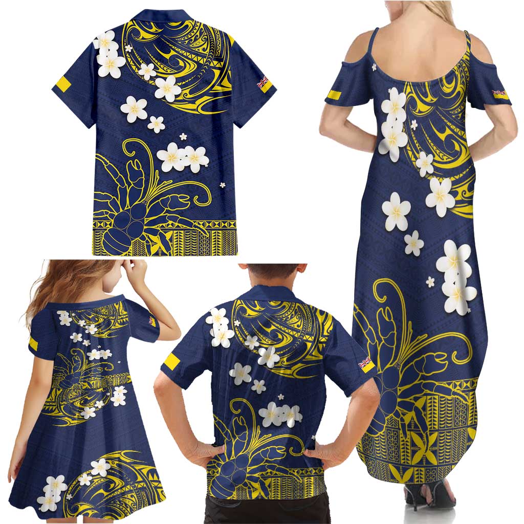 Niue Independence Day Family Matching Summer Maxi Dress and Hawaiian Shirt Hiapo Pattern Fiti Pua and Uga LT03 - Polynesian Pride