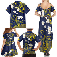 Niue Independence Day Family Matching Summer Maxi Dress and Hawaiian Shirt Hiapo Pattern Fiti Pua and Uga LT03 - Polynesian Pride