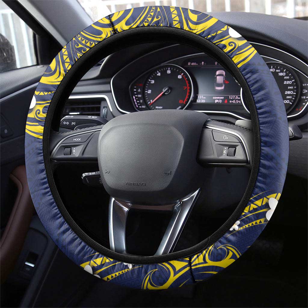Niue Independence Day Steering Wheel Cover Hiapo Pattern Fiti Pua and Uga LT03 - Polynesian Pride