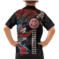Hawaii and Japanese Together Family Matching Mermaid Dress and Hawaiian Shirt Koi Fish and Kakau Pattern LT03 - Polynesian Pride