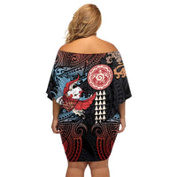 Hawaii and Japanese Together Family Matching Off Shoulder Short Dress and Hawaiian Shirt Koi Fish and Kakau Pattern LT03 - Polynesian Pride