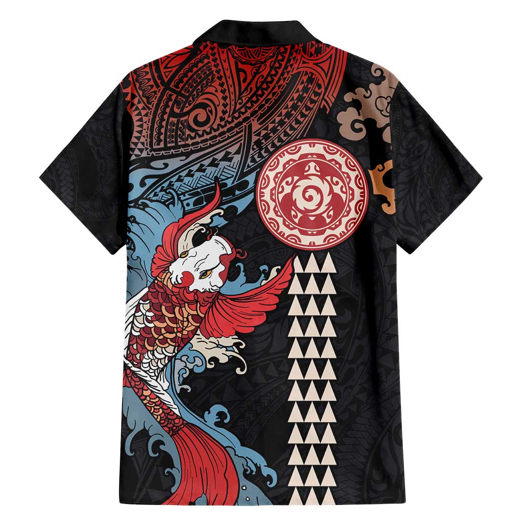 Hawaii and Japanese Together Family Matching Tank Maxi Dress and Hawaiian Shirt Koi Fish and Kakau Pattern LT03 - Polynesian Pride