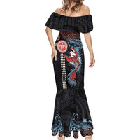 Hawaii and Japanese Together Mermaid Dress Koi Fish and Kakau Pattern LT03 - Polynesian Pride