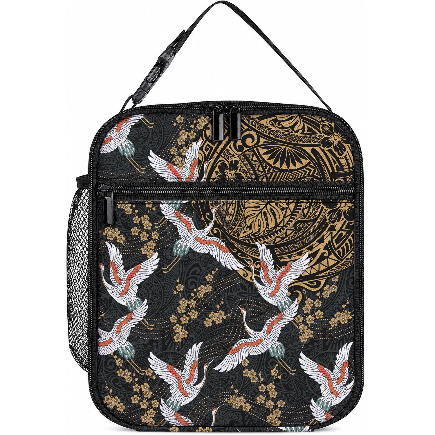 Hawaii and Japanese Together Lunch Bag LT03 10.2 × 8.3 × 4.3 inch Black - Polynesian Pride
