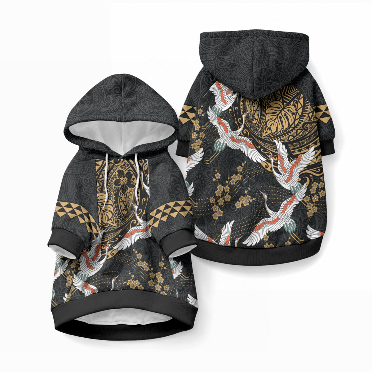 Hawaii and Japanese Together Pet Hoodie LT03 Pullover Black - Polynesian Pride