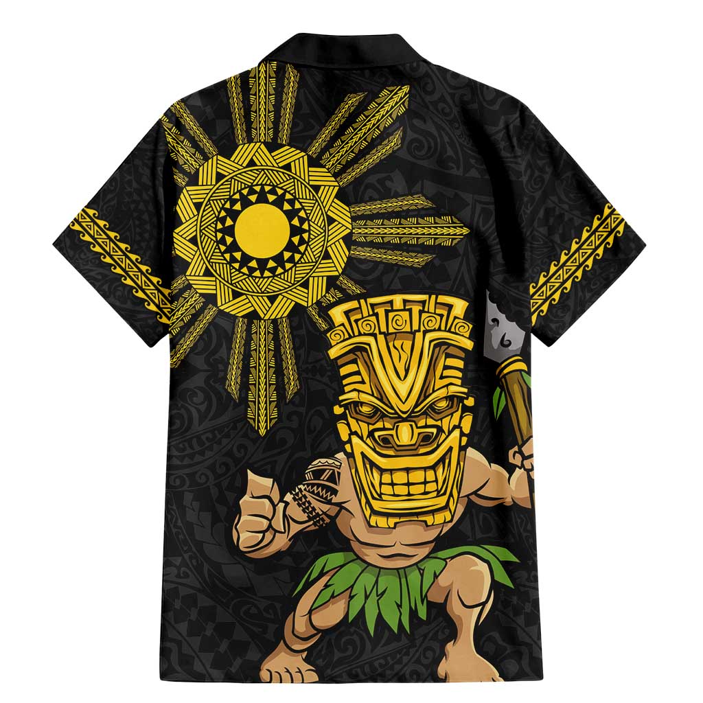Hawaii and Philippines Together Family Matching Mermaid Dress and Hawaiian Shirt Warrior Tiki Mask and Filipino Sun Polynesian Style LT03 - Polynesian Pride