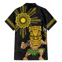 Hawaii and Philippines Together Family Matching Mermaid Dress and Hawaiian Shirt Warrior Tiki Mask and Filipino Sun Polynesian Style LT03 - Polynesian Pride