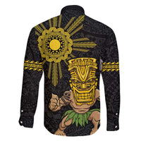 Hawaii and Philippines Together Family Matching Puletasi and Hawaiian Shirt Warrior Tiki Mask and Filipino Sun Polynesian Style LT03 - Polynesian Pride