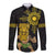 Hawaii and Philippines Together Long Sleeve Button Shirt Warrior Tiki Mask and Filipino Sun Polynesian Style