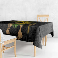 Hawaii and Philippines Together Tablecloth Warrior Tiki Mask and Filipino Sun Polynesian Style
