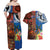 Fiji and Australia Together Couples Matching Off Shoulder Maxi Dress and Hawaiian Shirt Fijian Tapa Plants with Kangaroo and Aboriginal - Polynesian Pride