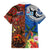 Fiji and Australia Together Family Matching Off Shoulder Maxi Dress and Hawaiian Shirt Fijian Tapa Plants with Kangaroo and Aboriginal - Polynesian Pride