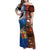 Fiji and Australia Together Family Matching Off Shoulder Maxi Dress and Hawaiian Shirt Fijian Tapa Plants with Kangaroo and Aboriginal - Polynesian Pride