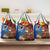 Fiji and Australia Together Grocery Bag Fijian Tapa Plants with Kangaroo and Aboriginal - Polynesian Pride