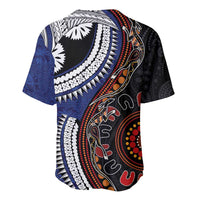 Fiji and Australia Together Baseball Jersey Kangaroo Aboriginal with Tribal Tapa Hibiscus Half Style LT03 - Polynesian Pride