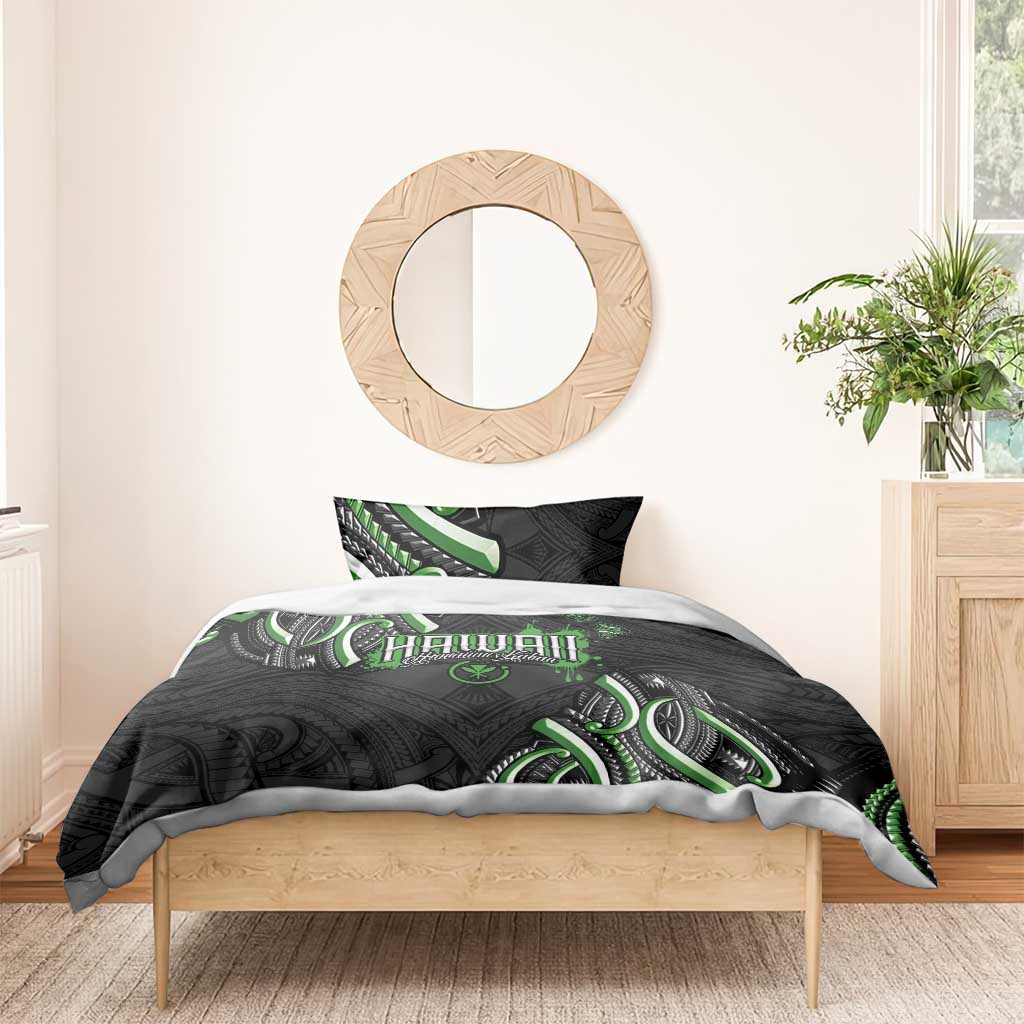 Traditional Art Hawaiian Kakau Tattoos Bedding Set Green Color - Polynesian Pride