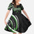 Traditional Art Hawaiian Kakau Tattoos Family Matching Off The Shoulder Long Sleeve Dress and Hawaiian Shirt Green Color - Polynesian Pride