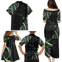 Traditional Art Hawaiian Kakau Tattoos Family Matching Puletasi and Hawaiian Shirt Green Color LT03 - Polynesian Pride