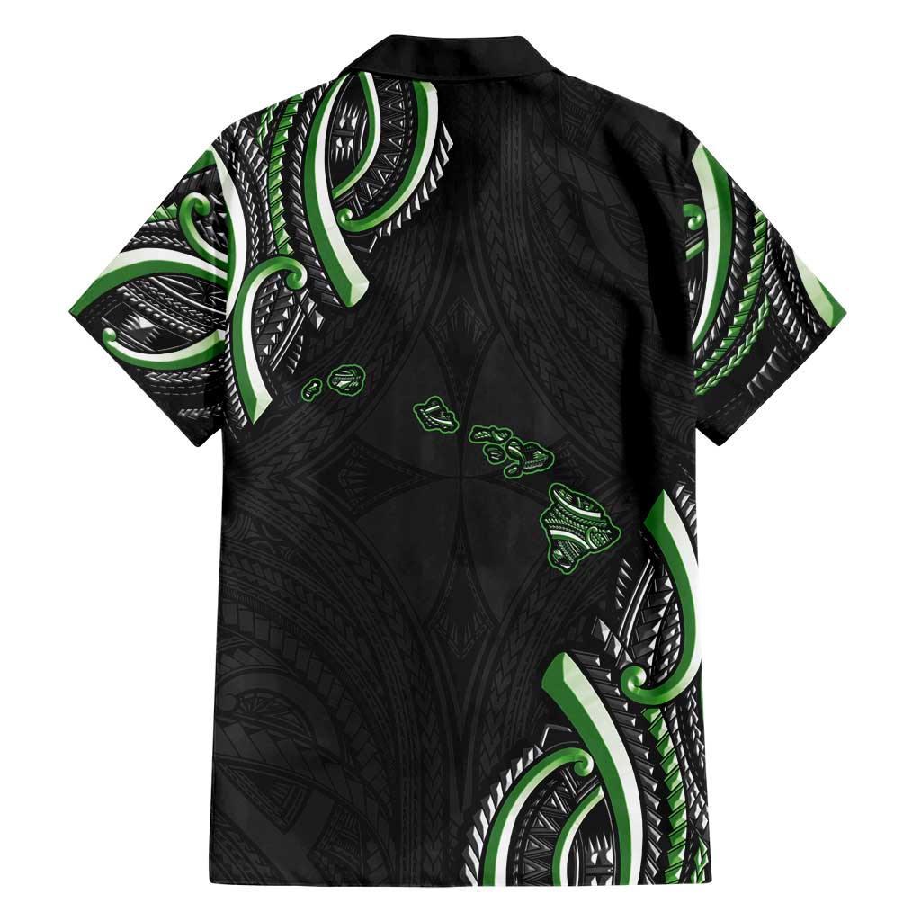 Traditional Art Hawaiian Kakau Tattoos Family Matching Short Sleeve Bodycon Dress and Hawaiian Shirt Green Color LT03 - Polynesian Pride
