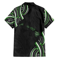 Traditional Art Hawaiian Kakau Tattoos Family Matching Short Sleeve Bodycon Dress and Hawaiian Shirt Green Color LT03 - Polynesian Pride