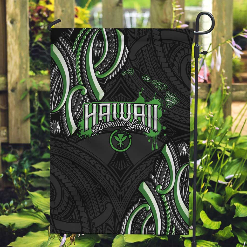 Traditional Art Hawaiian Kakau Tattoos Garden Flag Green Color - Polynesian Pride