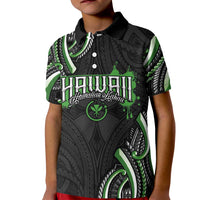 Traditional Art Hawaiian Kakau Tattoos Kid Polo Shirt Green Color - Polynesian Pride