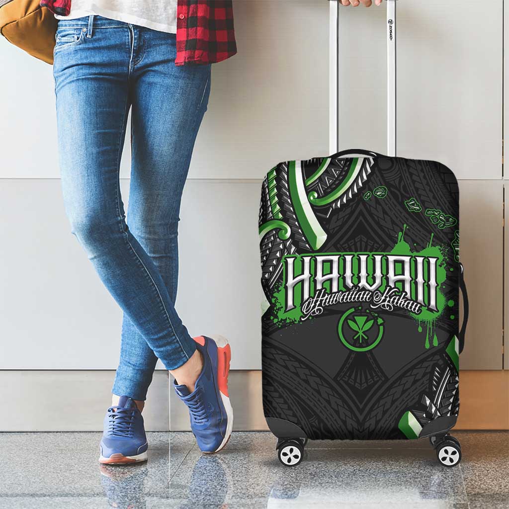 Traditional Art Hawaiian Kakau Tattoos Luggage Cover Green Color - Polynesian Pride
