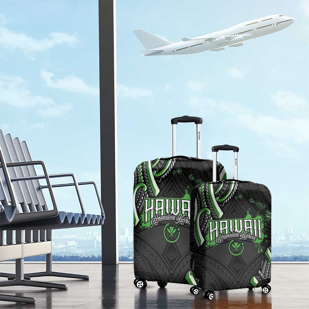 Traditional Art Hawaiian Kakau Tattoos Luggage Cover Green Color - Polynesian Pride