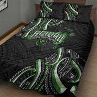 Traditional Art Hawaiian Kakau Tattoos Quilt Bed Set Green Color LT03 - Polynesian Pride