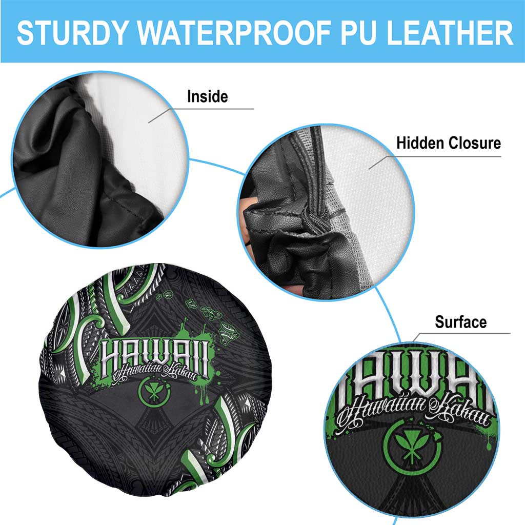 Traditional Art Hawaiian Kakau Tattoos Spare Tire Cover Green Color - Polynesian Pride
