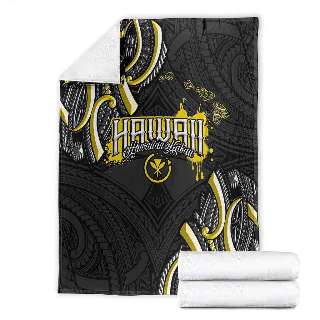 Traditional Art Hawaiian Kakau Tattoos Blanket Yellow Color - Polynesian Pride