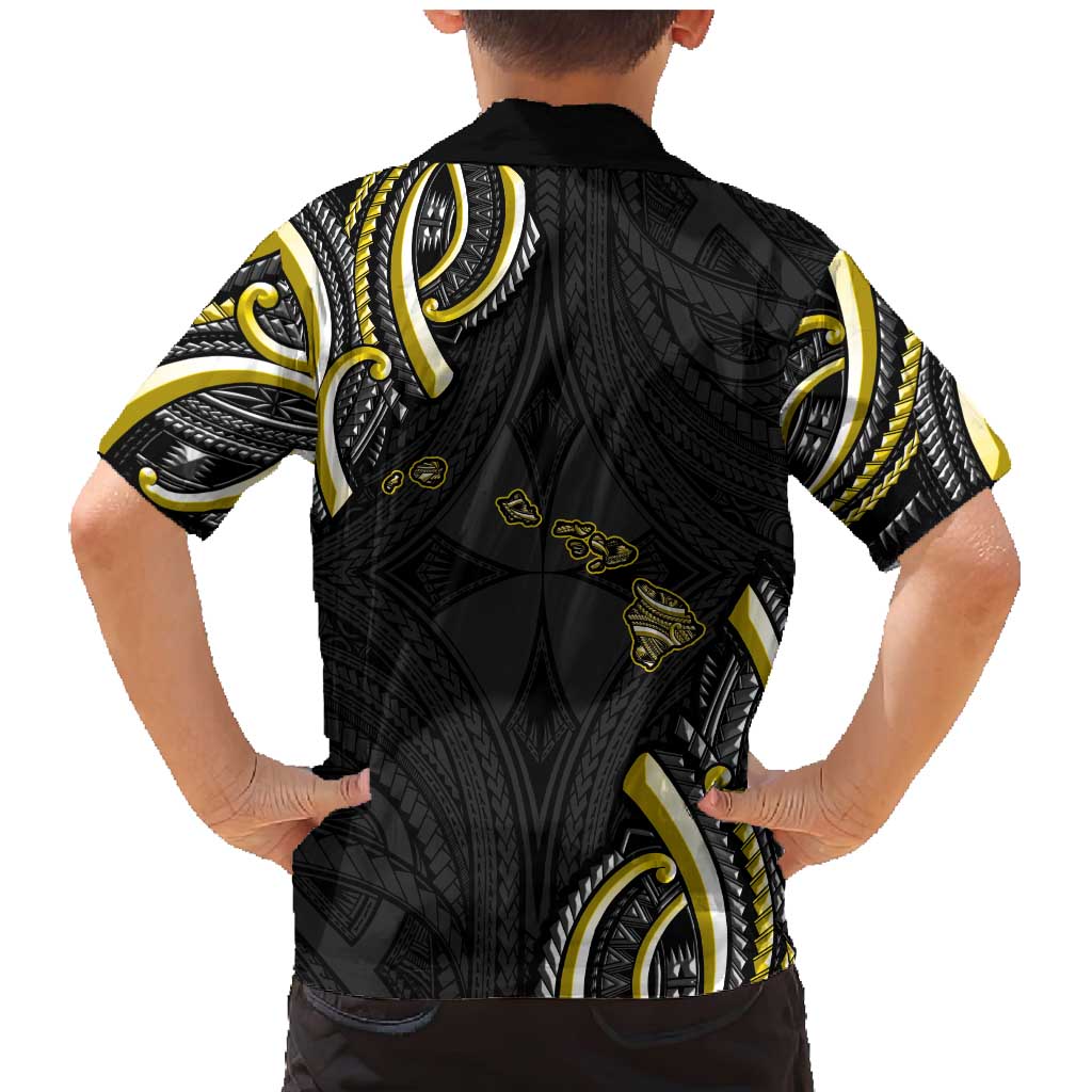 Traditional Art Hawaiian Kakau Tattoos Family Matching Mermaid Dress and Hawaiian Shirt Yellow Color LT03 - Polynesian Pride