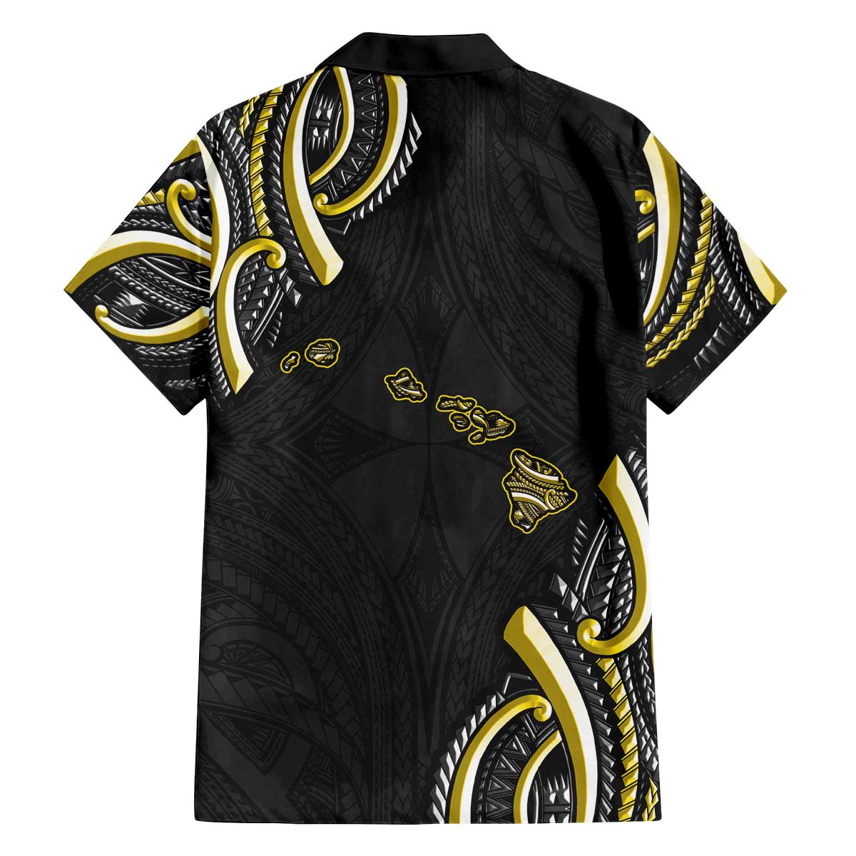 Traditional Art Hawaiian Kakau Tattoos Family Matching Off The Shoulder Long Sleeve Dress and Hawaiian Shirt Yellow Color LT03 - Polynesian Pride