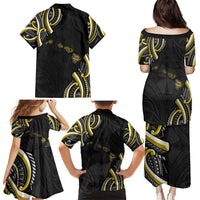 Traditional Art Hawaiian Kakau Tattoos Family Matching Puletasi and Hawaiian Shirt Yellow Color LT03 - Polynesian Pride